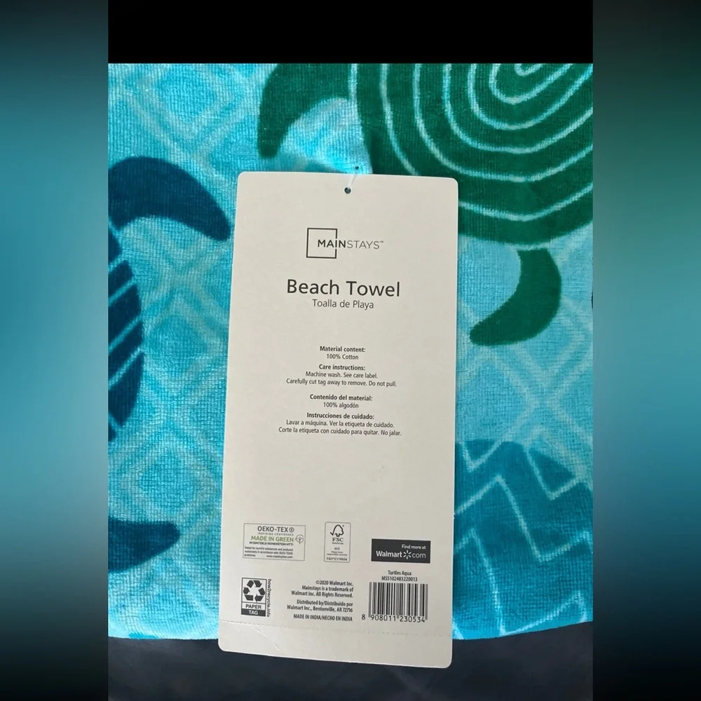 Mainstays beach towel 34” x 64” vacation beachwear towel brand new - Picture 6 of 9